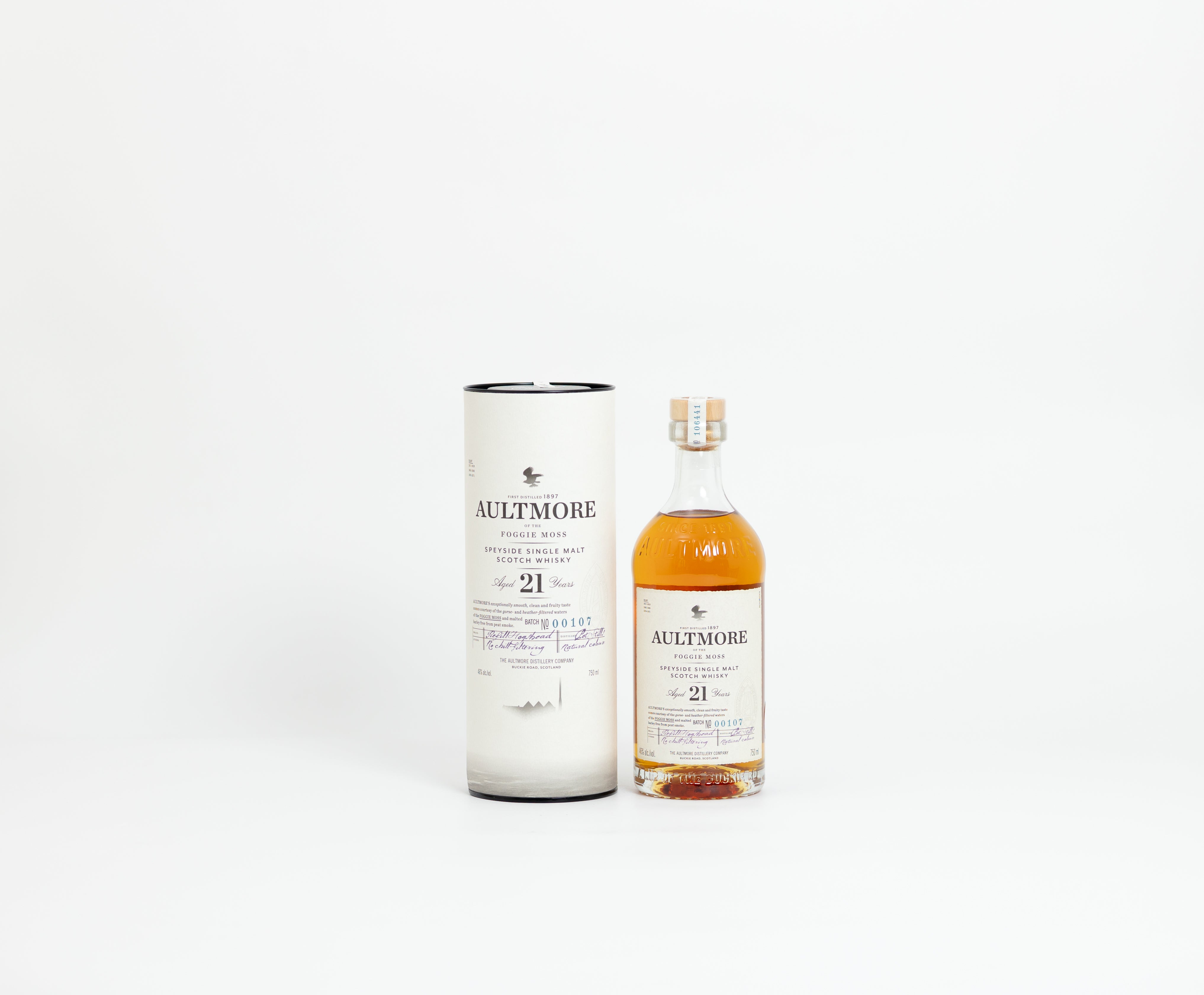 Aultmore 21 Year Old – Single Malt Scotch Whisky, 43% ABV, 70cl (With Original Tube)