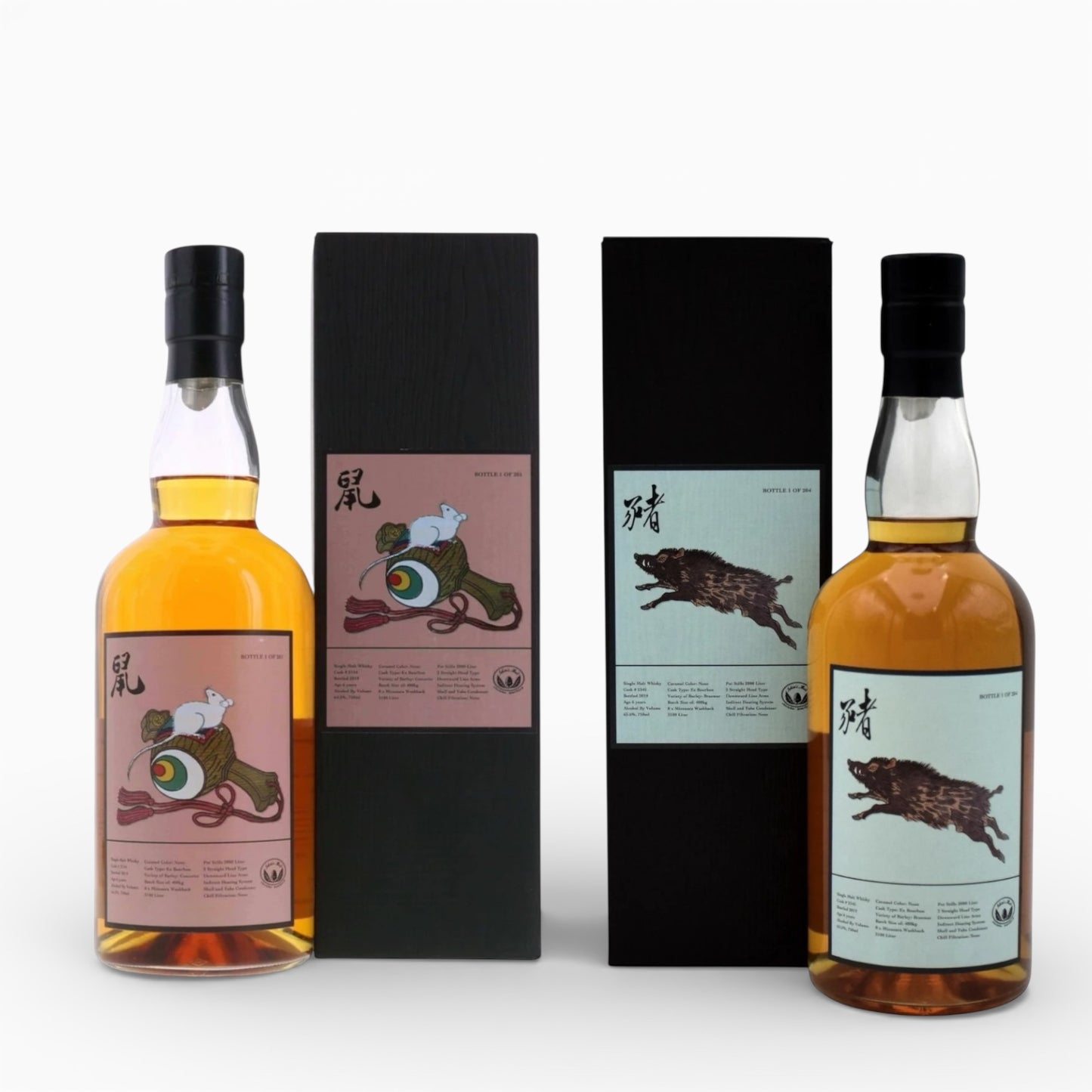 2 Bottle Lot – Ichiro’s Malt Chichibu “Year of the Mouse” Single Cask #2134 (2019, 60.6%) + Chichibu Single Cask #2345 (Tokiwa Imports, 6 Years Old, Ex-Bourbon, 2019, 60.6%, Bottle #1/204)