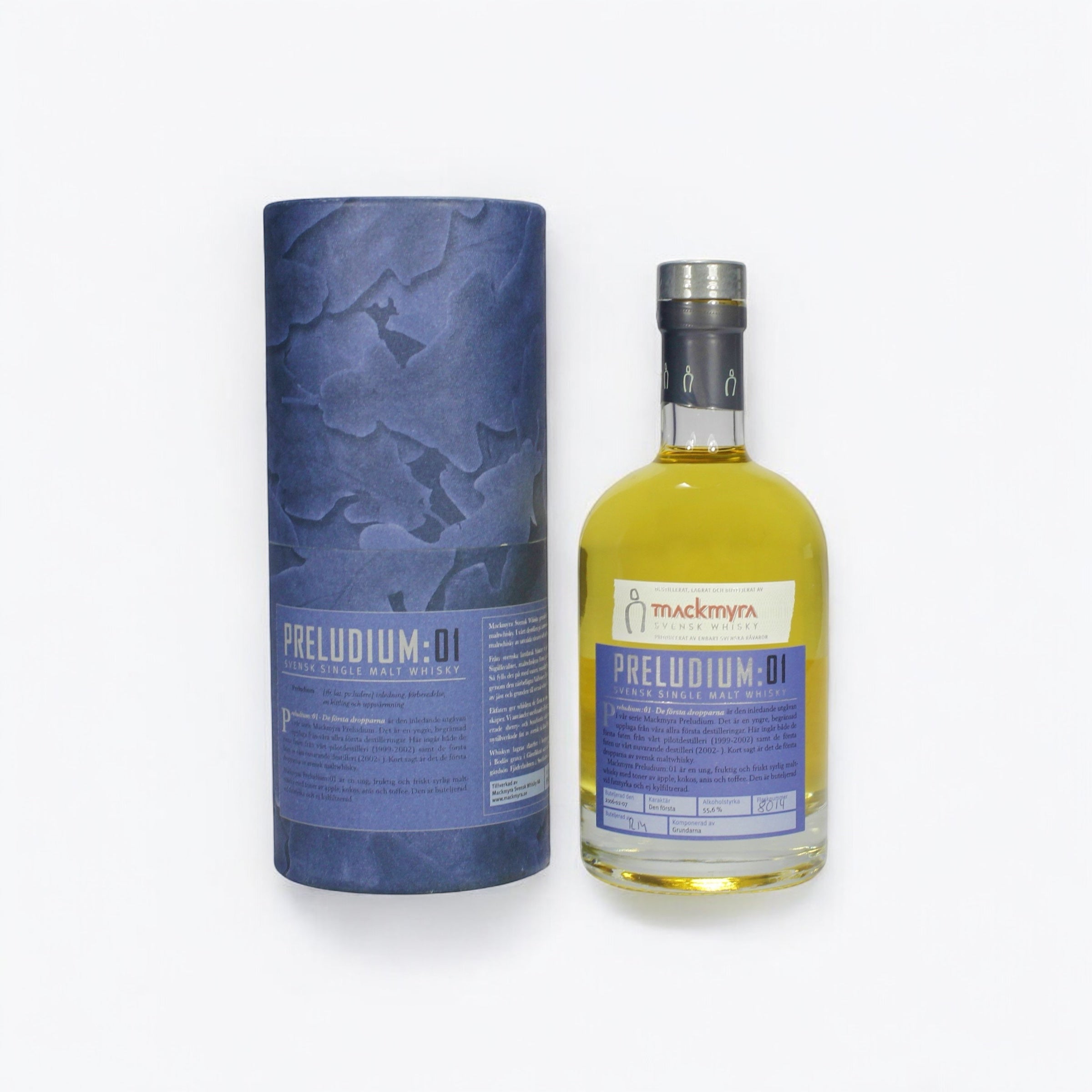 Mackmyra Preludium 01 – Swedish Single Malt, 55.6% ABV, 50cl (Original Tube)