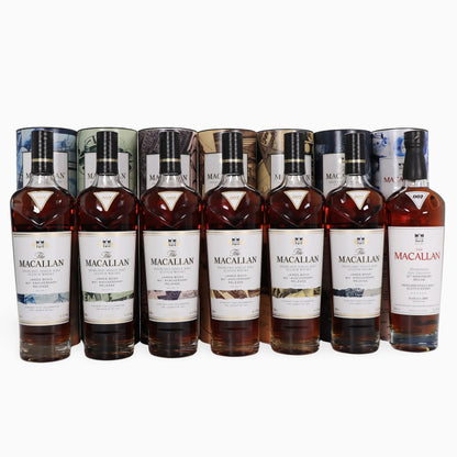 The Macallan James Bond 60th Anniversary | Complete 7-Bottle Set | Decades I-VI + Diamonds Are Forever 55th Anniversary 18 Year Old 2007 | 45.5% ABV | 7 x 70cl