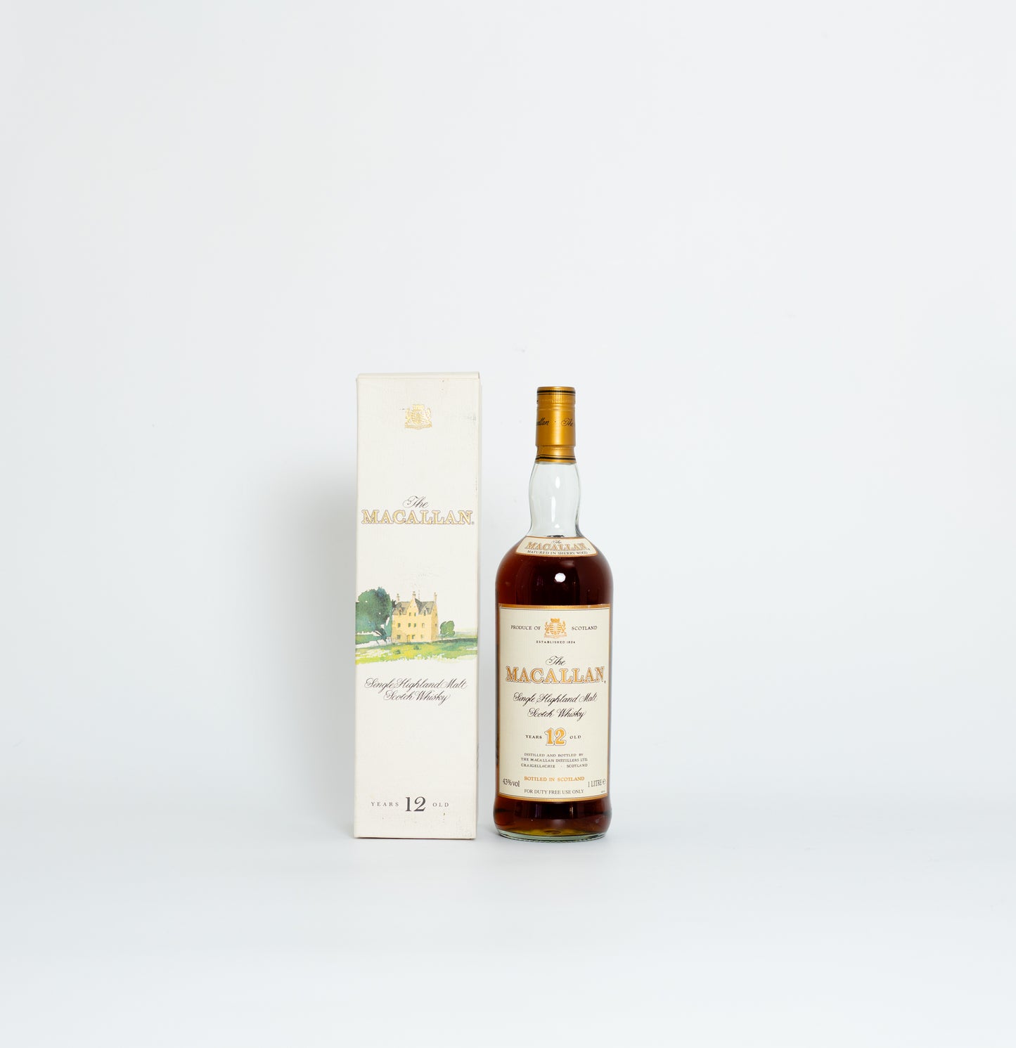 Macallan 12 Year Old – Speyside Single Malt, 43% ABV, 1 Litre (1990s Bottling, With Original Box)