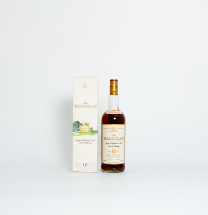 Macallan 12 Year Old – Speyside Single Malt, 43% ABV, 1 Litre (1990s Bottling, With Original Box)
