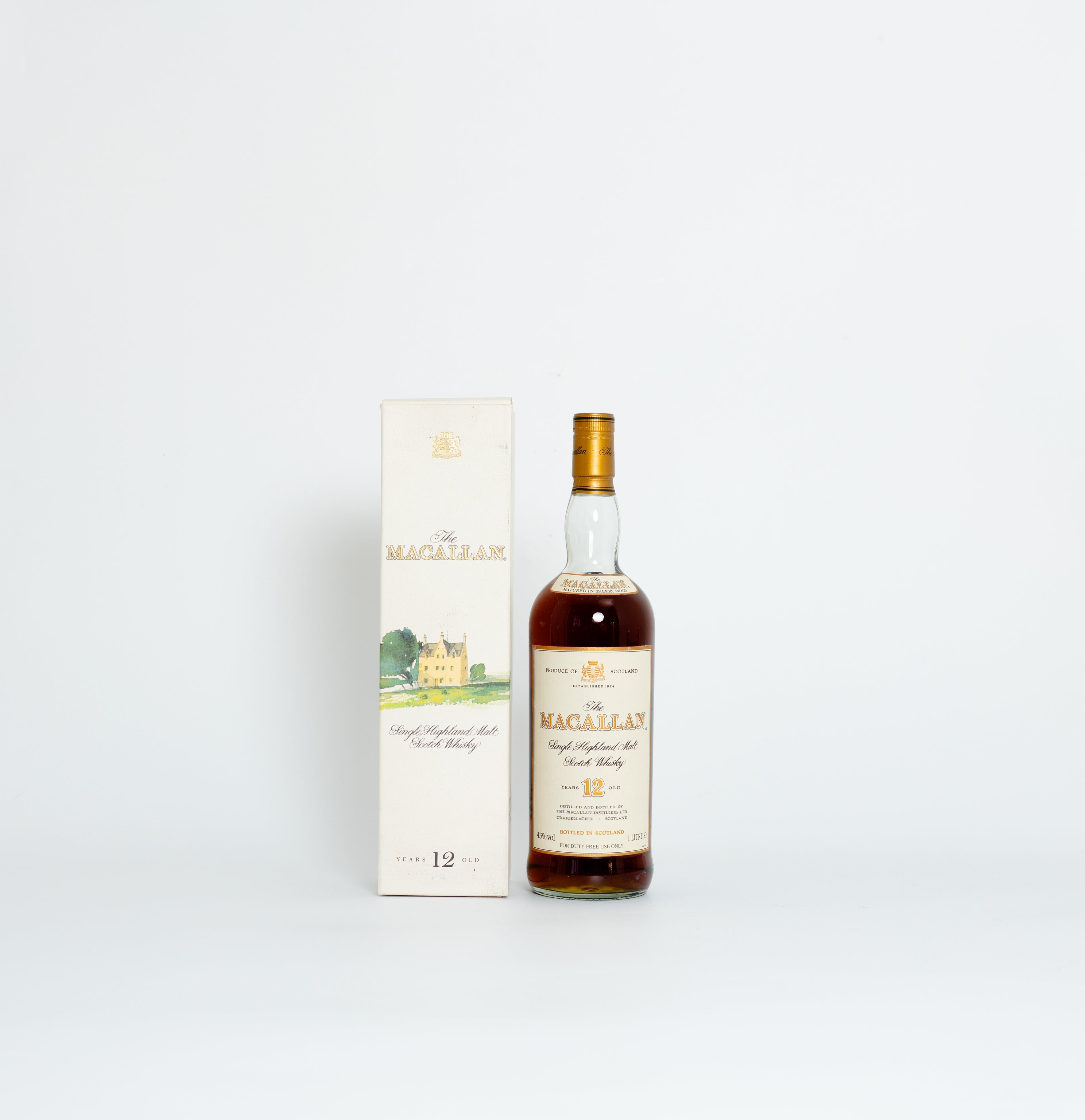 Macallan 12 Year Old – Speyside Single Malt, 43% ABV, 1 Ltr(1990s Bottling, With Original Box)