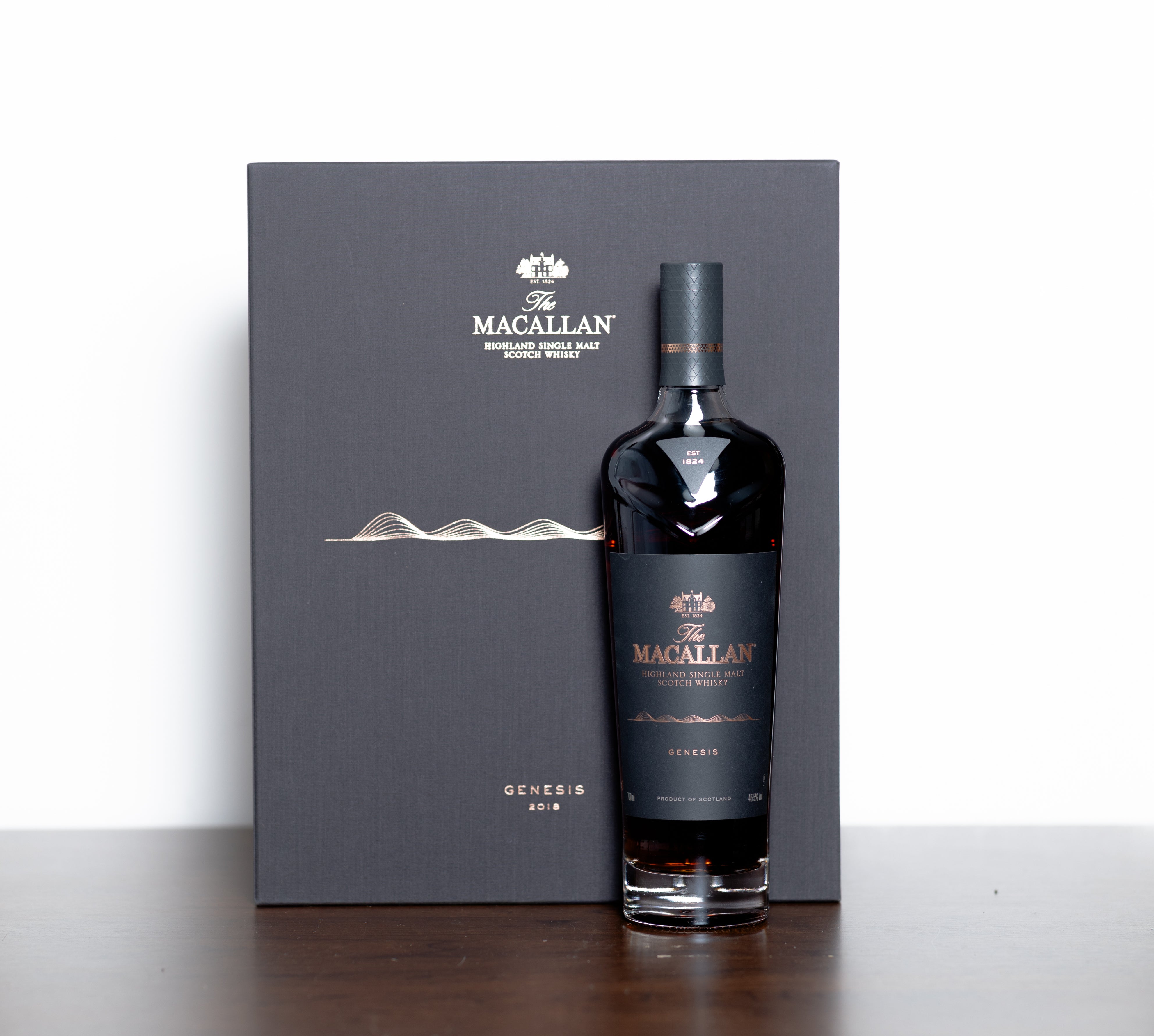 The Macallan Genesis – Limited Edition Distillery Design Release, 45.5% ABV (Full Presentation Pack inc. Signed Architect Print + Yellow Macallan Transit Box)