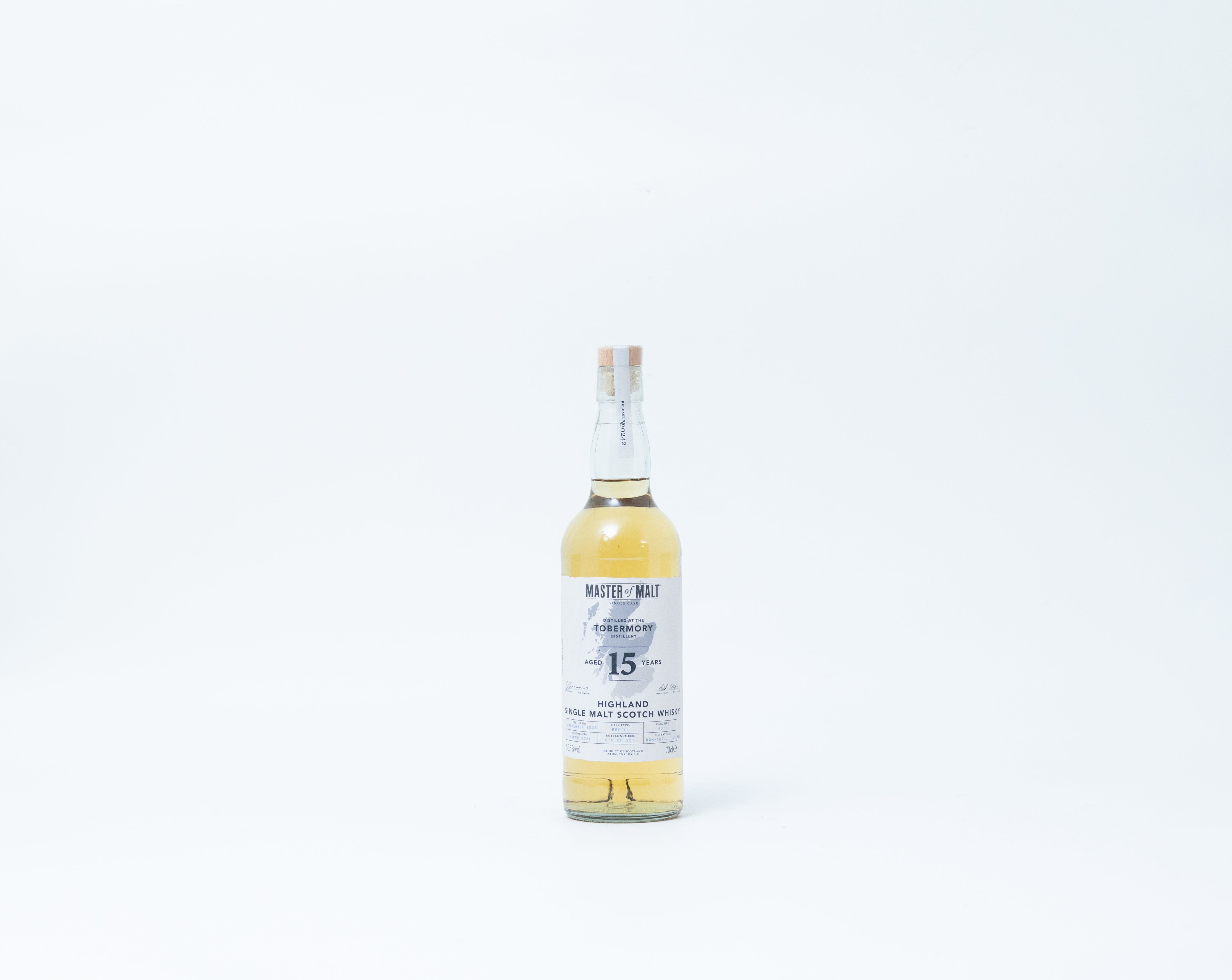 Tobermory 15 Year Old 2008 Single Cask – Master of Malt, 56.6% ABV, 70cl (Bottle Only, 1 of 307)