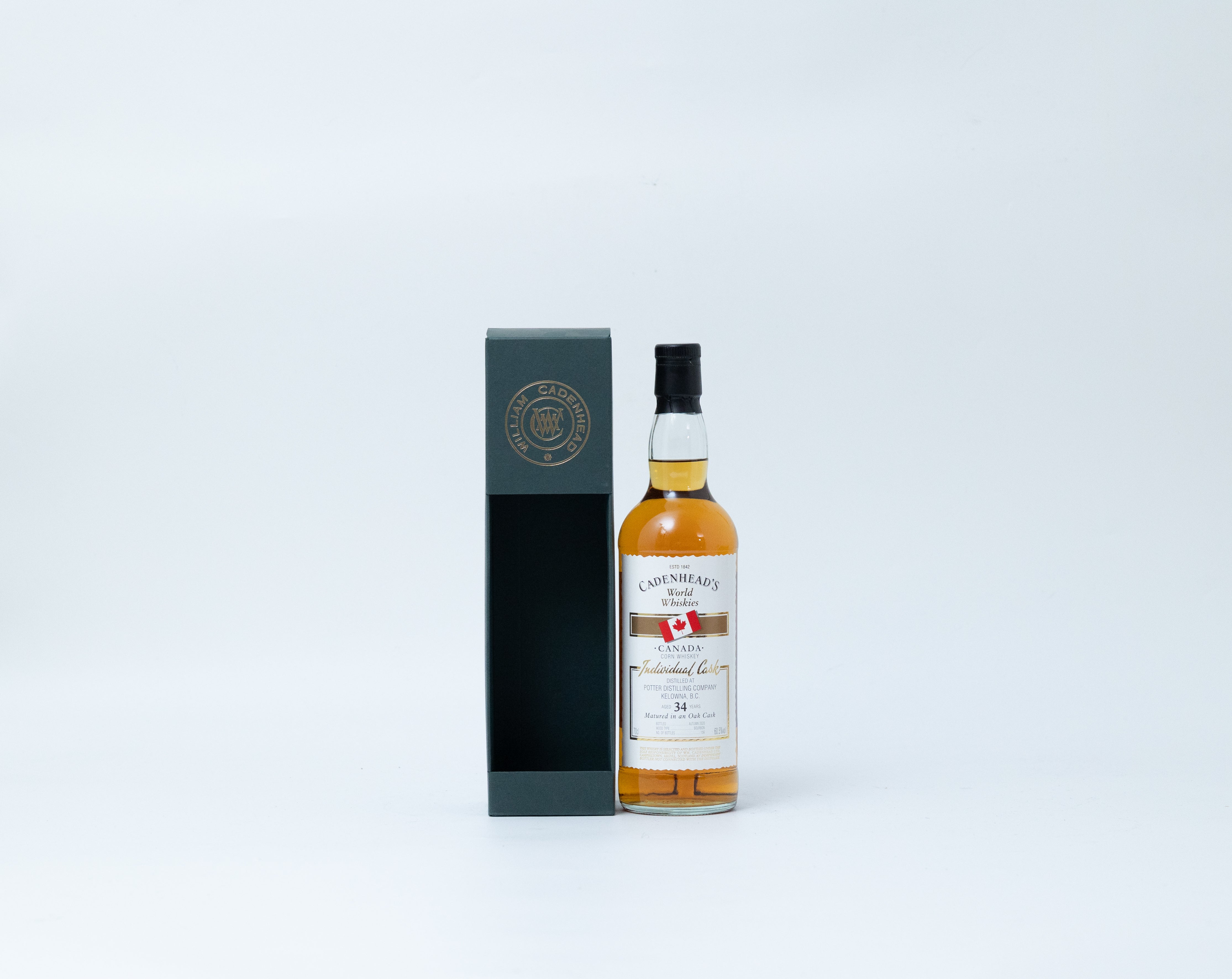 Potter Distilling Canada 34 Year Old Corn Whisky – Cadenhead World Whiskies, 60.5% ABV, 70cl