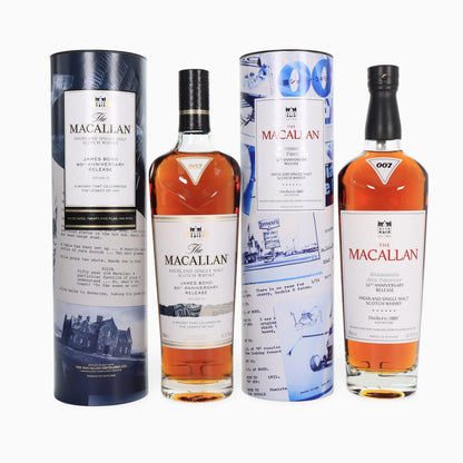 The Macallan James Bond 60th Anniversary | Complete 7-Bottle Set | Decades I-VI + Diamonds Are Forever 55th Anniversary 18 Year Old 2007 | 45.5% ABV | 7 x 70cl