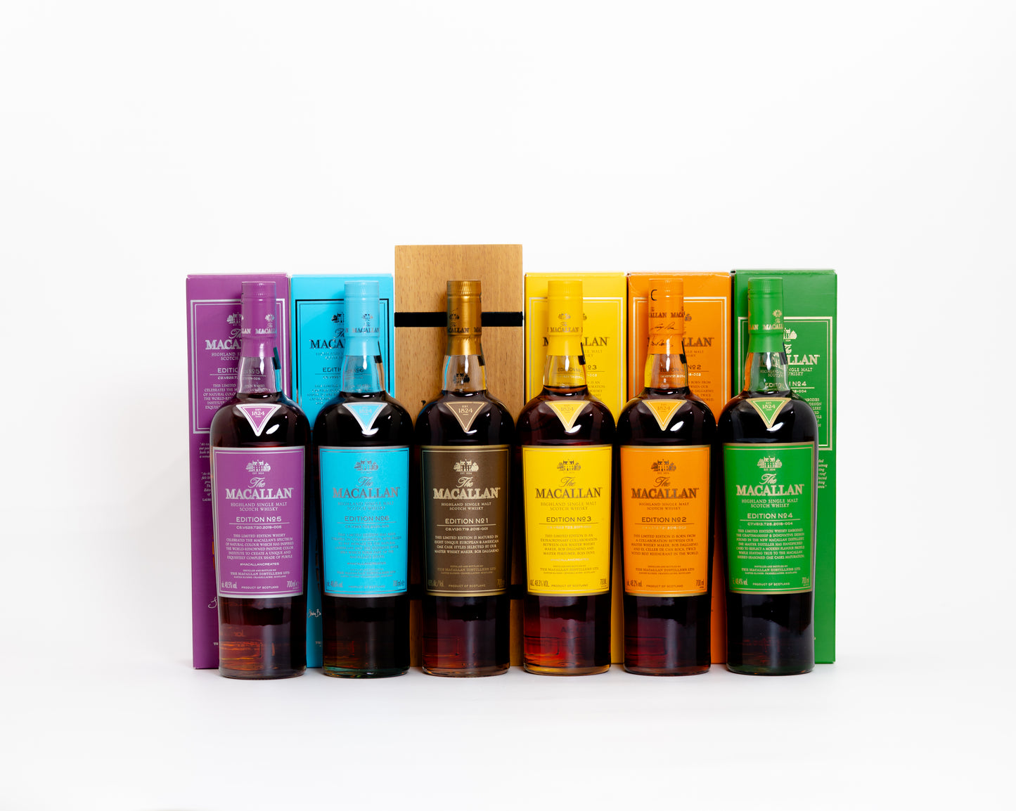 Macallan Edition No.1 W/Box, 2, 3, 4, 5 and 6 Complete Set (6X, 70cl)