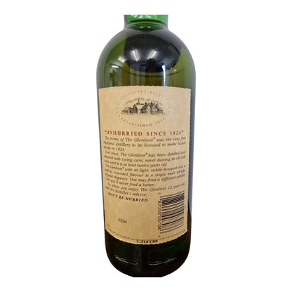 1980s - 1990's The Glenlivet 12 year old Malt Scotch Whisky Original Tube Packaging 1 litre