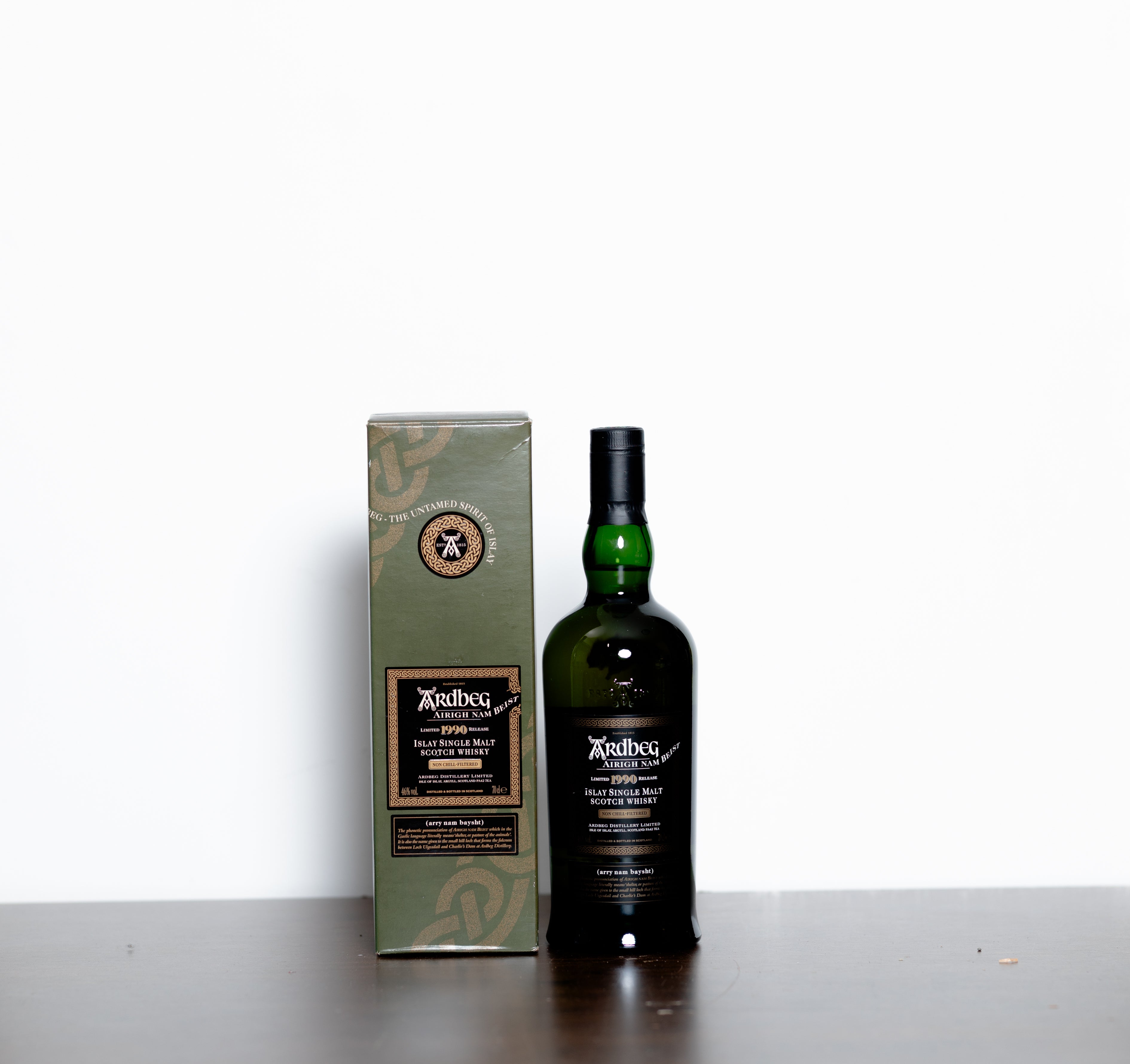 Ardbeg Airigh Nam Beist 1990 (Released 2006) – Islay Single Malt Scotch Whisky, 70cl, 46% ABV (Discontinued, With Box)