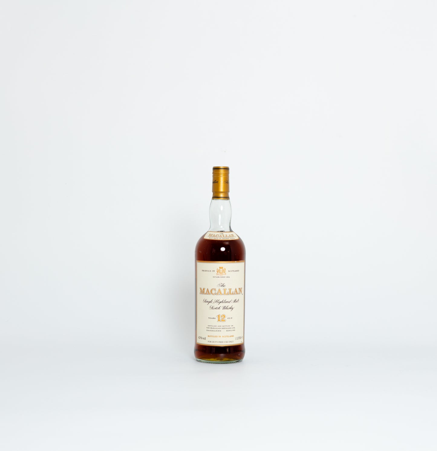 Macallan 12 Year Old – Speyside Single Malt, 43% ABV, 1 Litre (1990s Bottling, With Original Box)