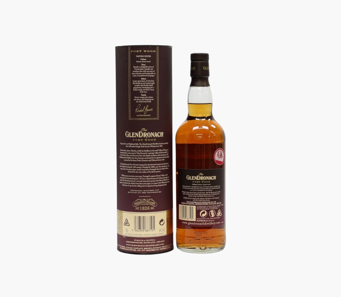 Glendronach Port Wood – Port Pipe Finish, 46% ABV (With Tube)