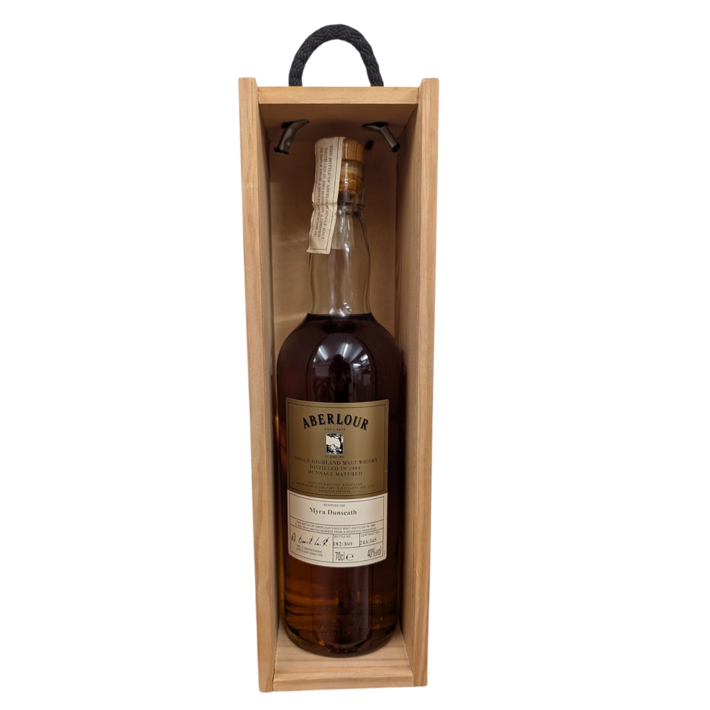 1989 Aberlour Dunnage Matured MILLENNIUM Single Malt Whisky bottle 182 of 360