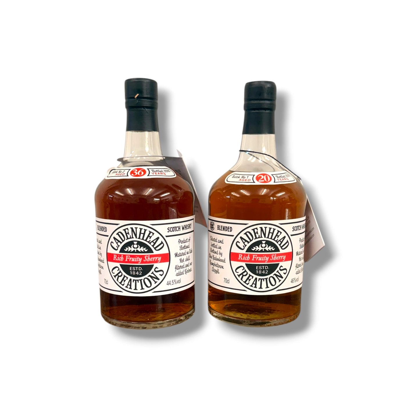 Cadenhead Creations Rich & Fruity Sherry Set – 20yo 46% & 36yo 44.5% (2x70cl, Boxed)