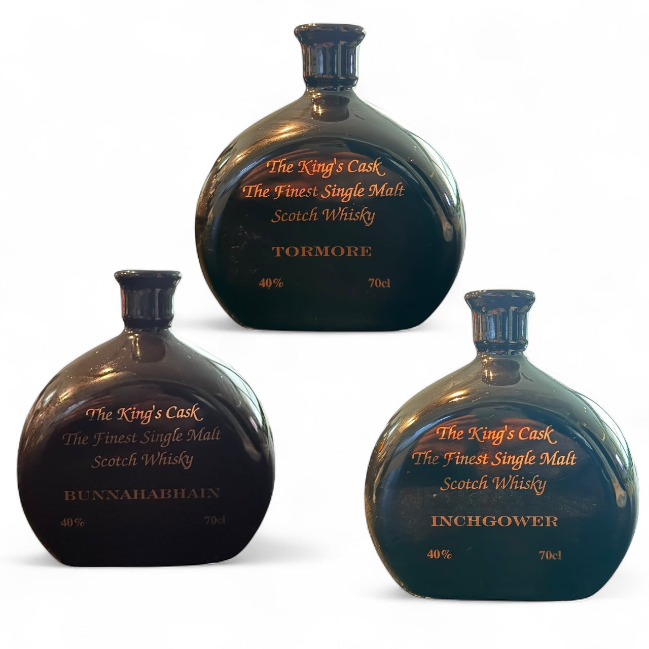 The Kings Cask - The finest Single Malt Scotch Whisky 3 x 70cl (Tormore, Bunnahabhain & Inchgower)