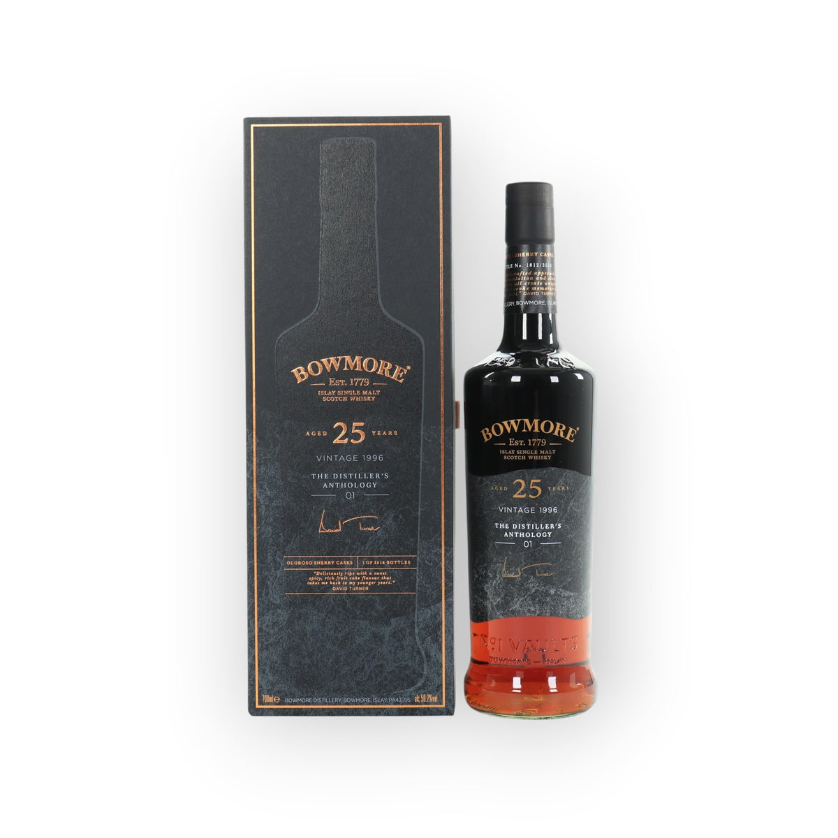 Bowmore 25 Year Old 1996 – The Distiller's Anthology No.01 | Oloroso Sherry Cask | 49.7% ABV | 3,516 Bottles | 70cl